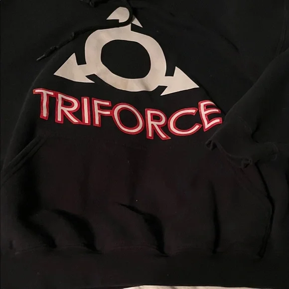 Gildan Black Hoodie with White and Red Triforce Graphic - Picture 3 of 4